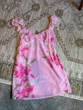 Beginning Boutique Pink Floral Ruffle-Trim Mini Dress